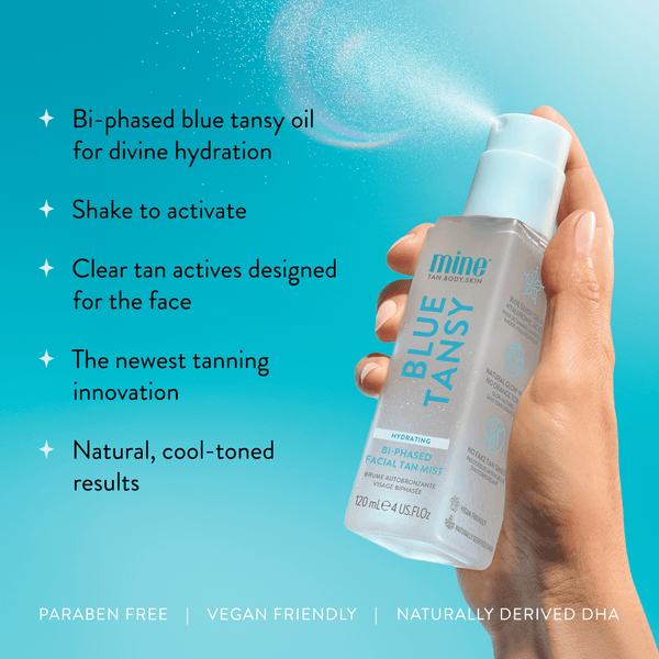 MineTan Body Skin Blue Tansy Bi-Phased Facial Tan Mist Mine Everyday