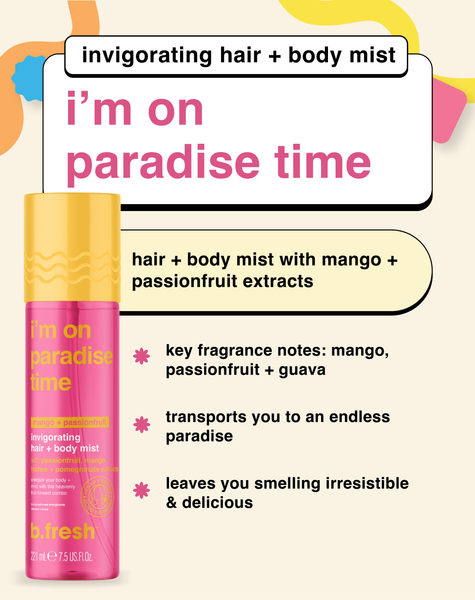 i'm on paradise time invigorating hair + body mist